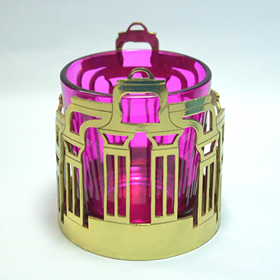 Karnataka T Light in pink Glass by Sahil & Sarthak